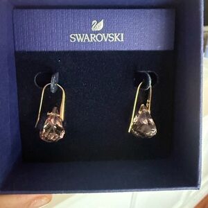 Swarovski Gold and Purple Teardrop Earrings